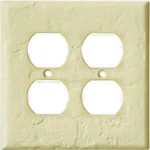 Paintable Hand Trowel / Skip Trowel Texture, Four (4) Outlet Wall Plate by InvisiPlate.